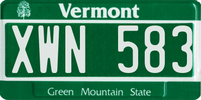 VT license plate XWN583