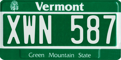 VT license plate XWN587