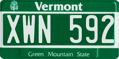 VT license plate XWN592