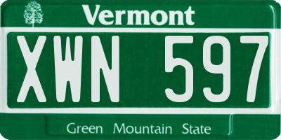 VT license plate XWN597