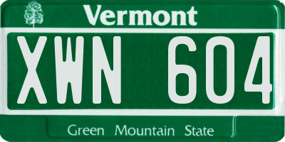 VT license plate XWN604