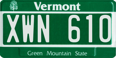 VT license plate XWN610