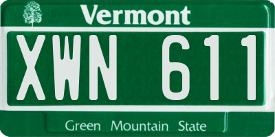 VT license plate XWN611