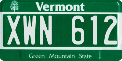 VT license plate XWN612