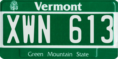 VT license plate XWN613