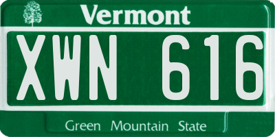 VT license plate XWN616