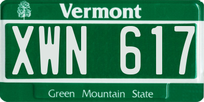 VT license plate XWN617
