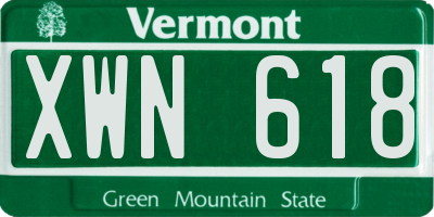 VT license plate XWN618