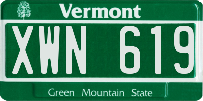 VT license plate XWN619