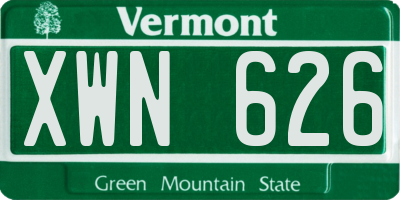 VT license plate XWN626