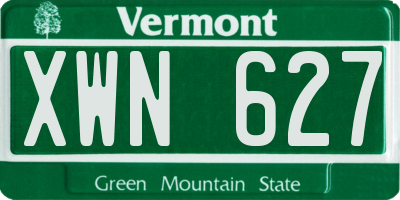 VT license plate XWN627