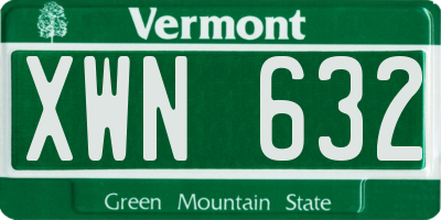 VT license plate XWN632