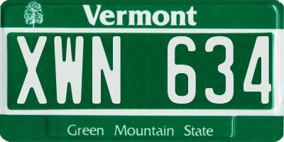 VT license plate XWN634