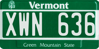 VT license plate XWN636