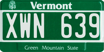 VT license plate XWN639