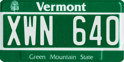 VT license plate XWN640