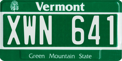 VT license plate XWN641