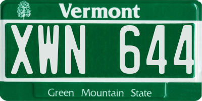 VT license plate XWN644