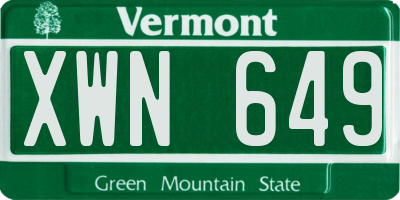 VT license plate XWN649