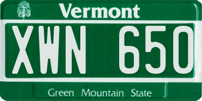 VT license plate XWN650