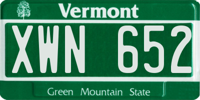 VT license plate XWN652
