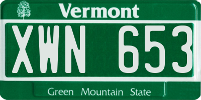 VT license plate XWN653
