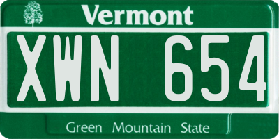 VT license plate XWN654
