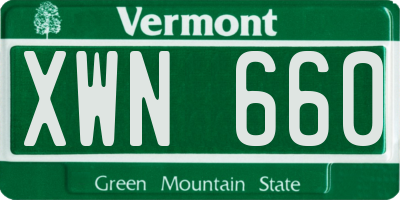 VT license plate XWN660