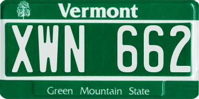 VT license plate XWN662