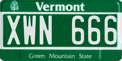 VT license plate XWN666