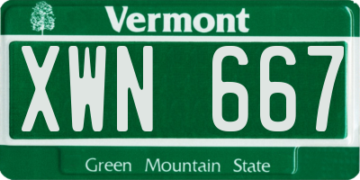 VT license plate XWN667