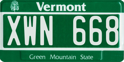 VT license plate XWN668