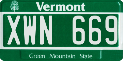VT license plate XWN669