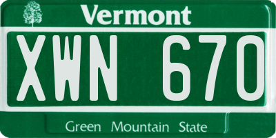 VT license plate XWN670