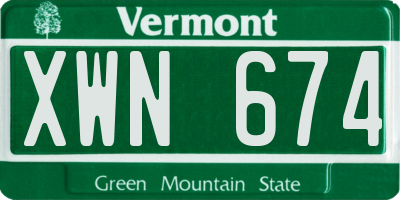 VT license plate XWN674