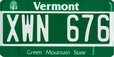 VT license plate XWN676