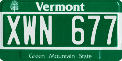 VT license plate XWN677