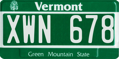 VT license plate XWN678