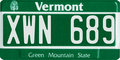 VT license plate XWN689