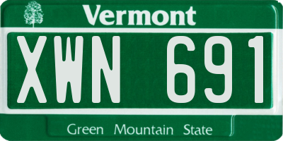 VT license plate XWN691