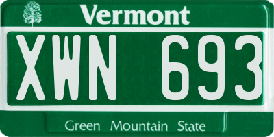 VT license plate XWN693