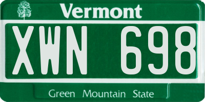 VT license plate XWN698