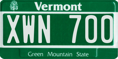 VT license plate XWN700