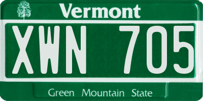 VT license plate XWN705