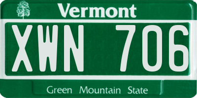 VT license plate XWN706