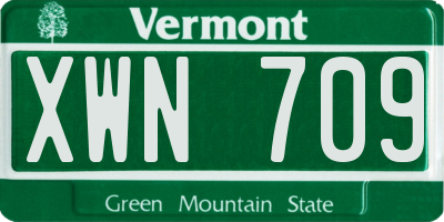 VT license plate XWN709