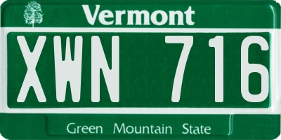 VT license plate XWN716