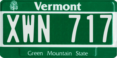 VT license plate XWN717