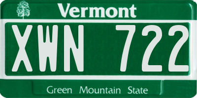VT license plate XWN722
