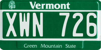 VT license plate XWN726